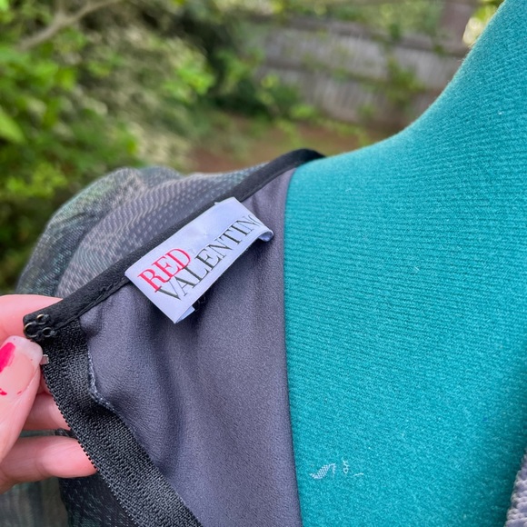 Red Valentino Green And black plaid Lace Dress - Picture 10 of 11